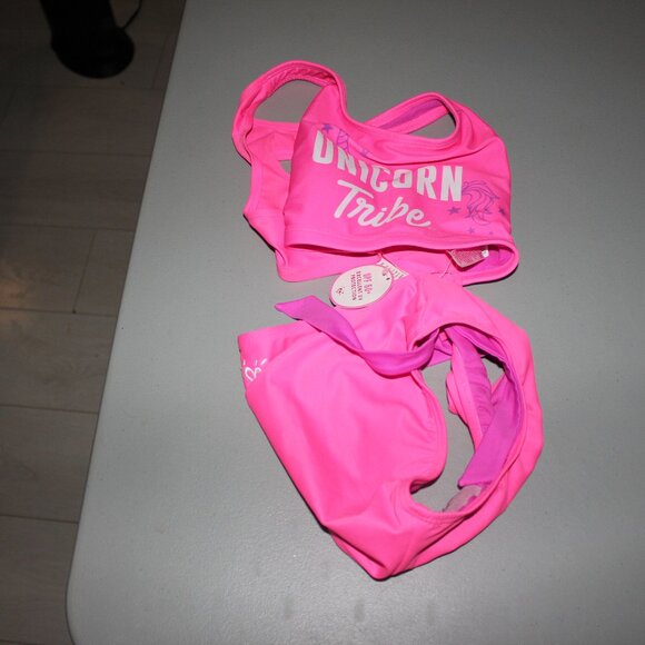 Pink & Purple 2 Pcs Justice Bikini Swimsuit Size 10 New - Picture 1 of 2